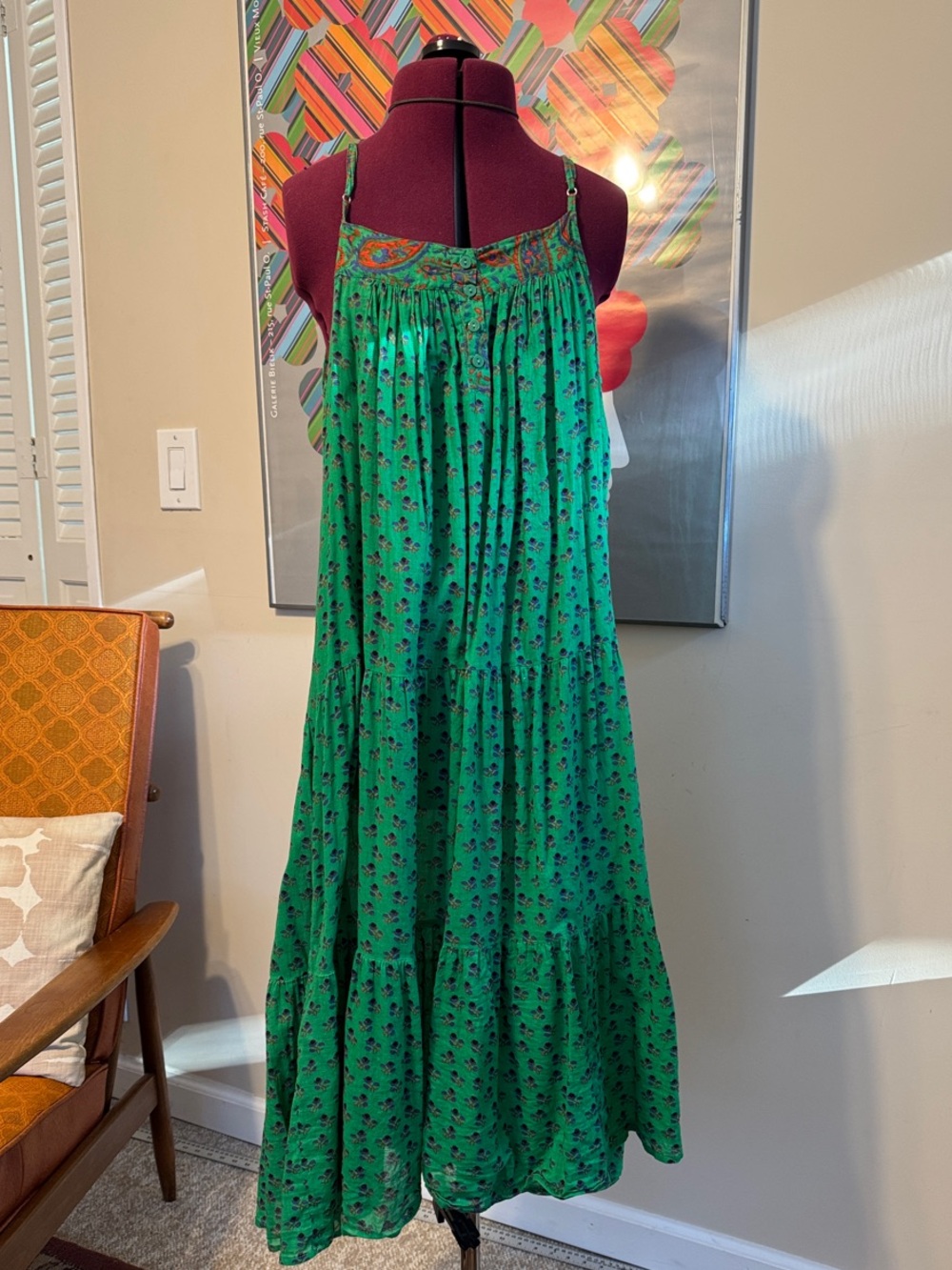 ba&sh Green Floral Midi Dress